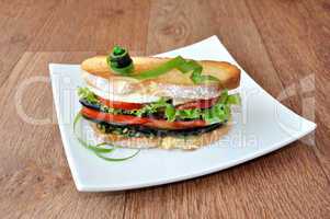 Sandwich with eggplant, tomatoes
