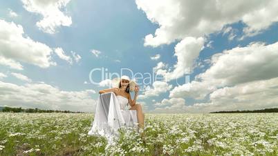 Young Woman In a White Hat Relaxing