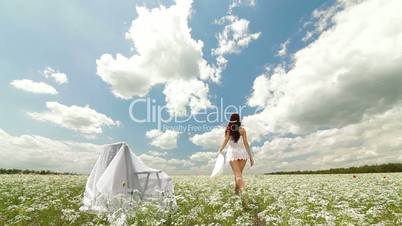 Summer Landscape With a Beautiful Woman