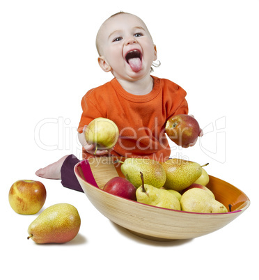 baby with apples