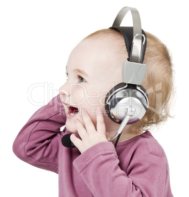 young child with headset