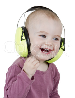 young child with ear protection