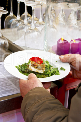 Fish with vegetables plate