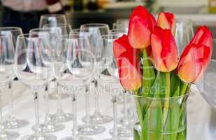 tulips and wineglasses