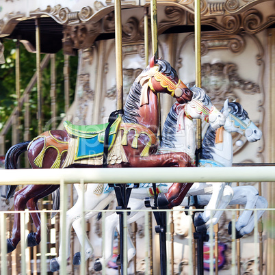 old carousel with horses