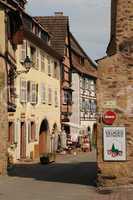 France, Alsace, picturesque old house in Eguisheim