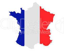 Karte und Fahne von Frankreich