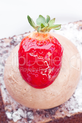 beautiful cake with strawberry on white background