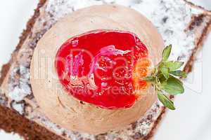 beautiful cake with strawberry on white background