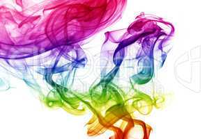 wave and smoke of different colors isolated on white