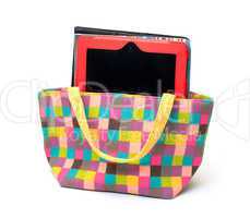 Vibrant Cloth Ladies Handbag with Tablet PC