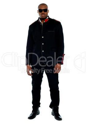 Fashionable african male dressed in black attire