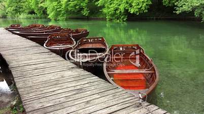 Boats parking at the boat dock in National Park Plitvice