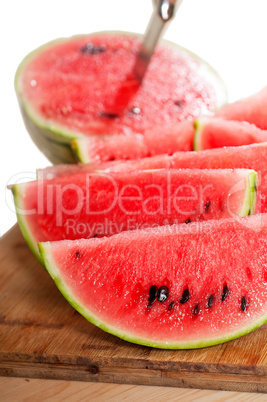 fresh watermelon on a  wood table