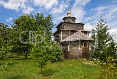 Wooden church in Novgorod region (Russia)