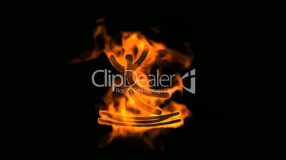 burning fire trampoline athlete silhouette.