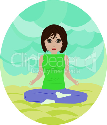 Silhouette illustration of a woman figure doing meditation