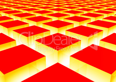 3D Würfel Matrix Rot Gelb