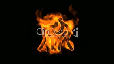 burning fire wrestling athlete icon.