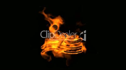 burning fire water-polo athlete silhouette.