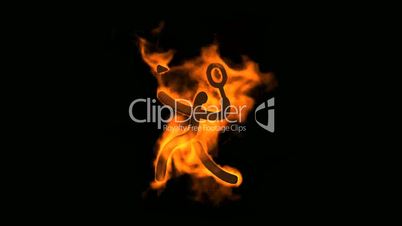 burning badminton sportman silhouette.