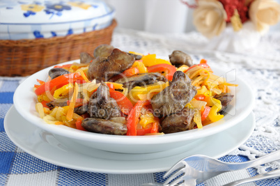 Chicken liver with vegetables