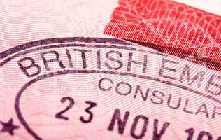 Visa passport stamp