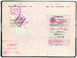 Old Belgian passport. Pages for visa marks