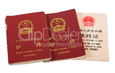 Passports of People's Republic of China. isolated.