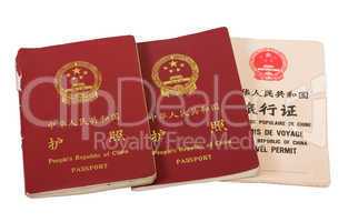 Passports of People's Republic of China. isolated.