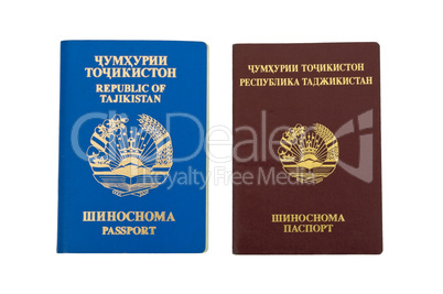 Tajikistan passports isolated on white background