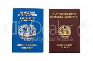 Tajikistan passports isolated on white background