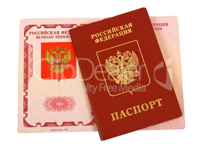 Russian passport on white background