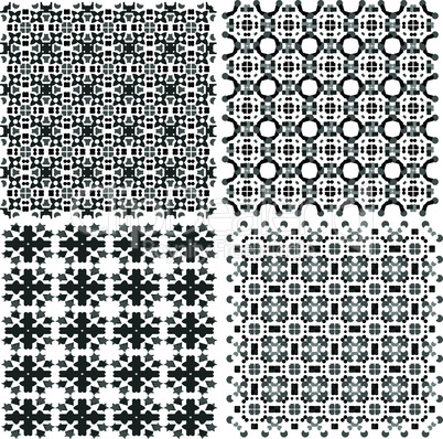 Geometric seamless patterns set, vector backgrounds collection