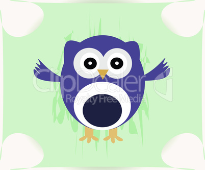 Cute Vector Owl - baby boy card