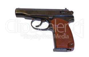 Russian 9mm handgun isolated on the white background