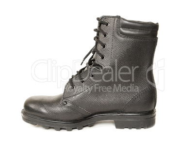 Black army boot isolated on the white background