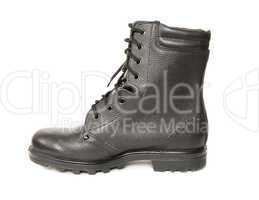 Black army boot isolated on the white background