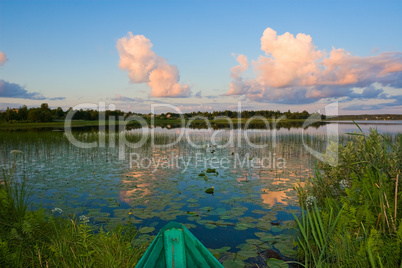 Summer landscape with boat