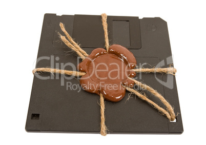 Top secret floppy disk on white background