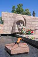 Eternal flame on monument of glory in Samara, Russia