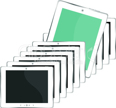 vector illustration of white tablet pc set - isolated on white