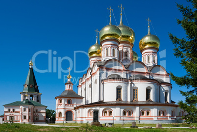 Orthodox church. Iversky monastery in Valday, Russia