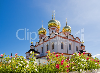 Orthodox church. Iversky monastery in Valday, Russia