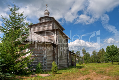 Small wooden church in Novgorod region, Russia