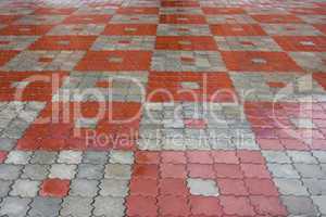 Paving stone pattern. Red and gray  stones