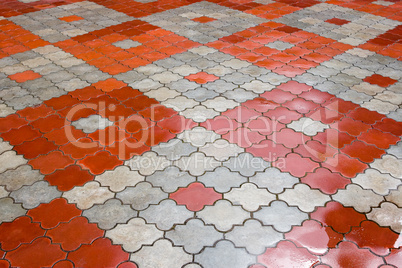 Paving stone pattern. Red and gray  stones