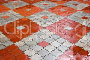 Paving stone pattern. Red and gray  stones