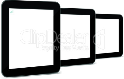 Vector tablet pc with empty white screen and black frame