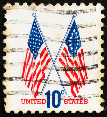 Postage stamp USA 1973 50-Star and 13-Star Flags
